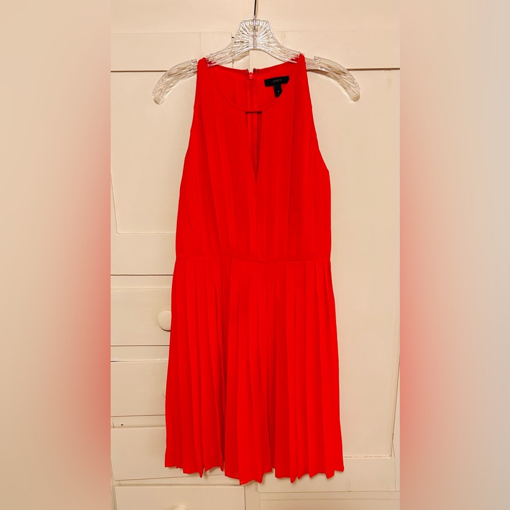 J Crew red dress with pleats